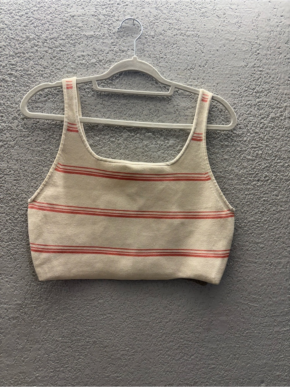 Babaton Cream Cropped Tank with Red Stripes